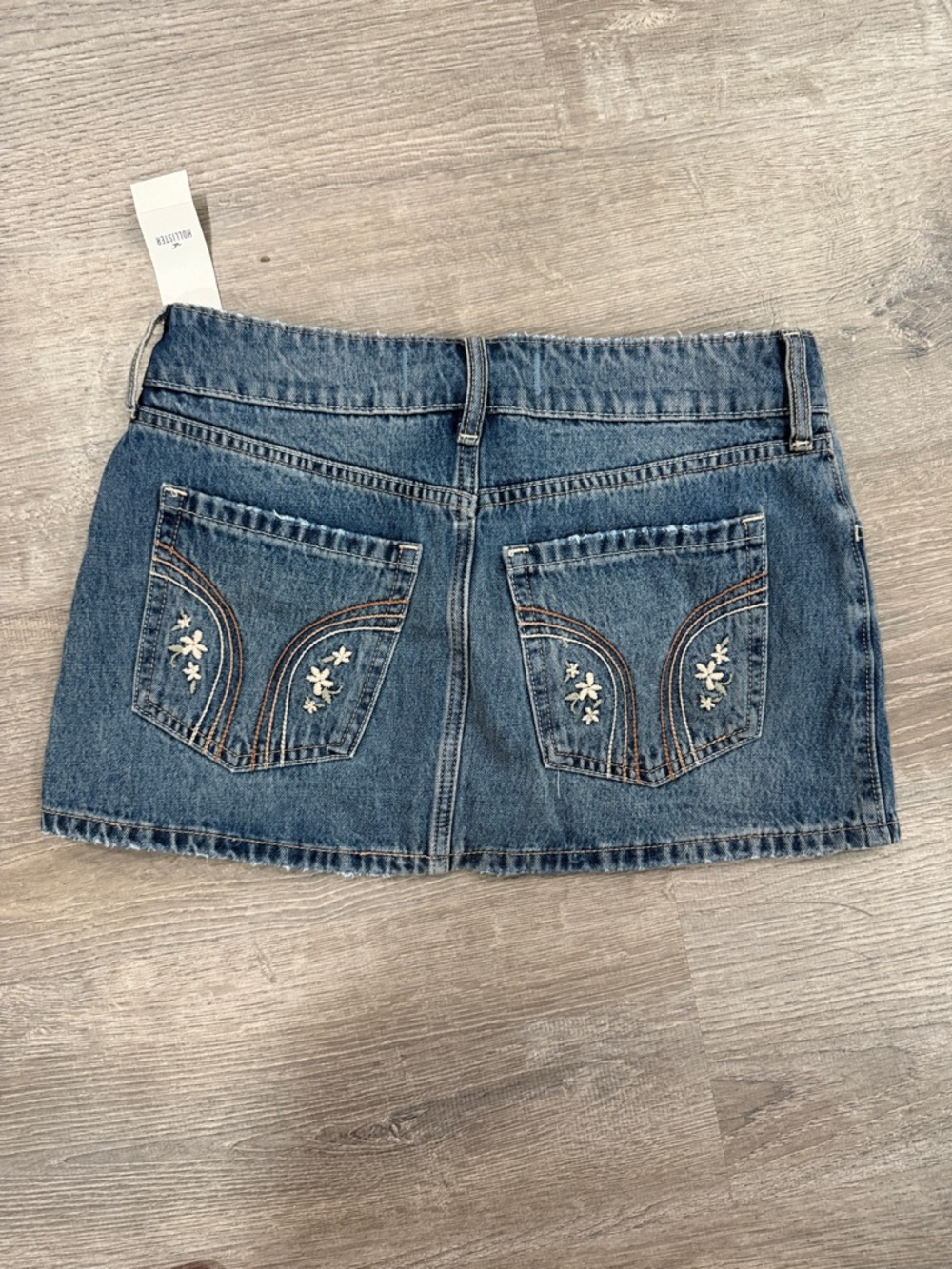 Hollister Faded Blue Denim Mini Skirt with Shorts Attached